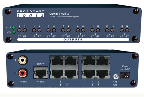 Broadcast Tools 2×16 DA / RJ模拟分配放大器